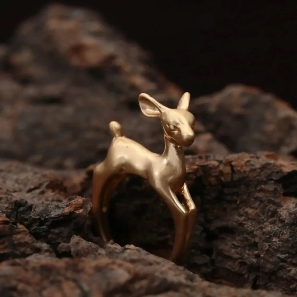 Matte Gold or Silver Bambi Deer Ring Sz 5